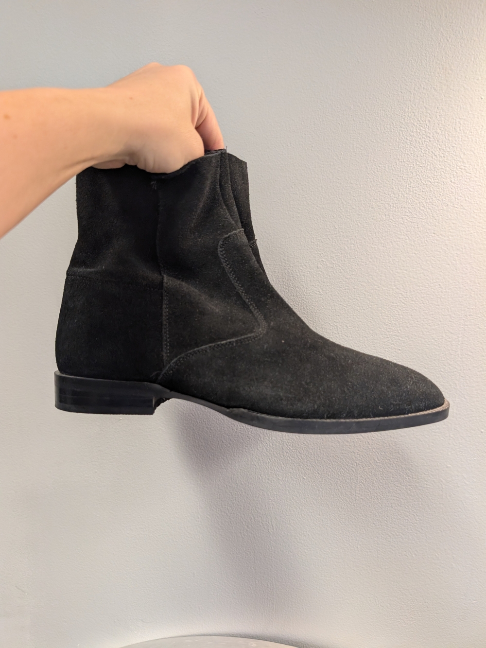 ASOS Black Suede Square Toe Ankle Boots 8 (Fit 8.5)